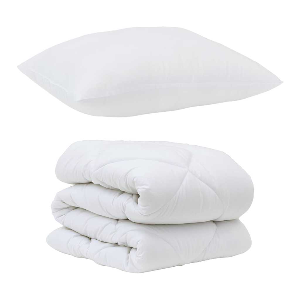 Bettdecken Set mit Kissen 2 pcs Weiß Mikrofaser