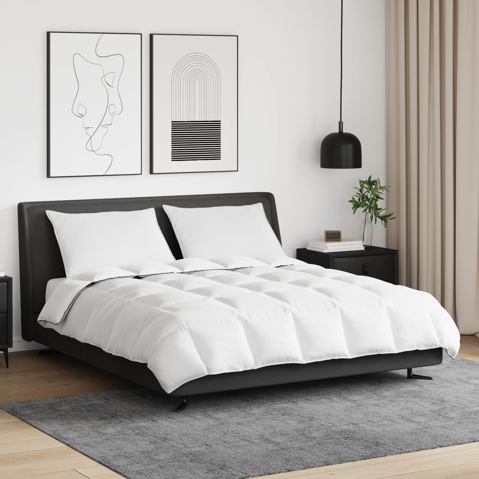 Winterbettdecke mit Kissen 3 pcs Weiß Down Feather