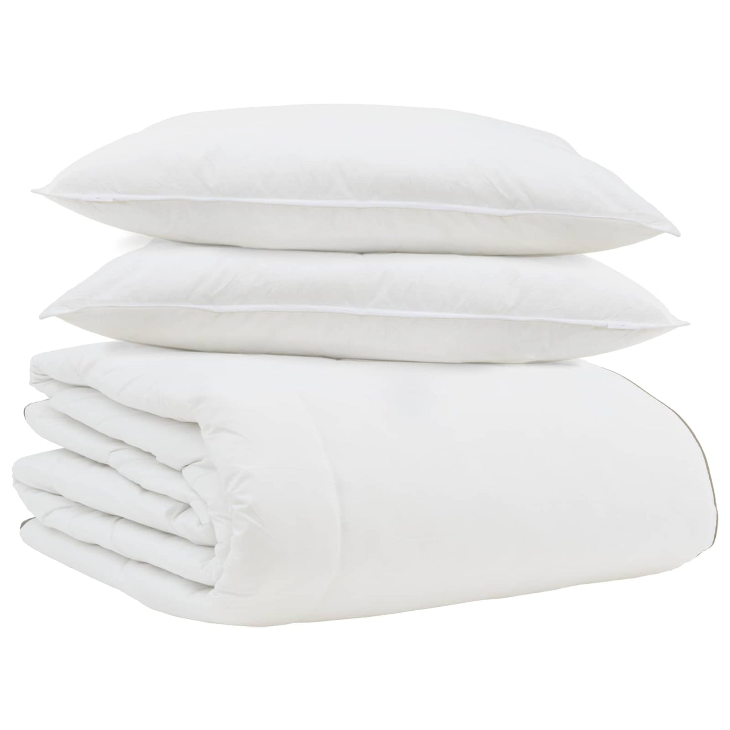 Winterbettdecke mit Kissen 3 pcs Weiß Down Feather