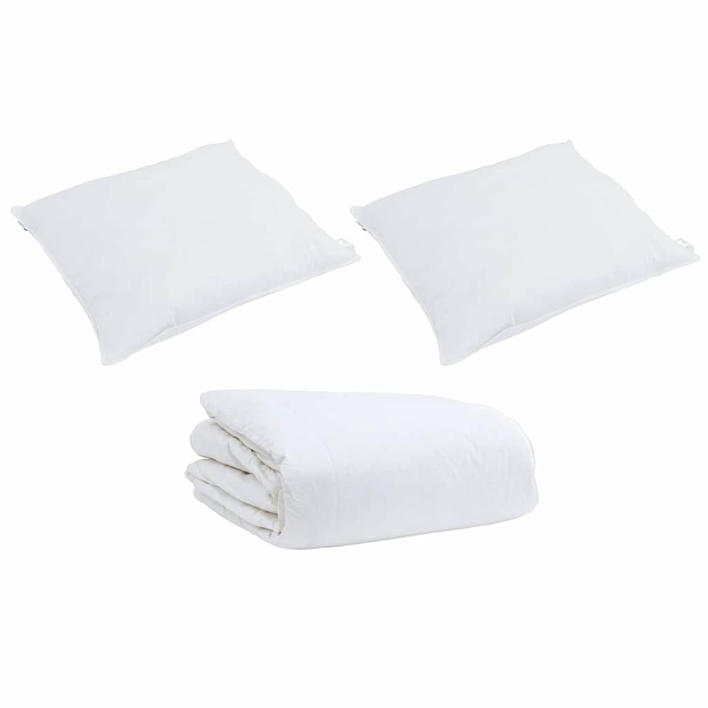 Bettdecken Set mit Kissen 3 pcs Weiß Baumwolle