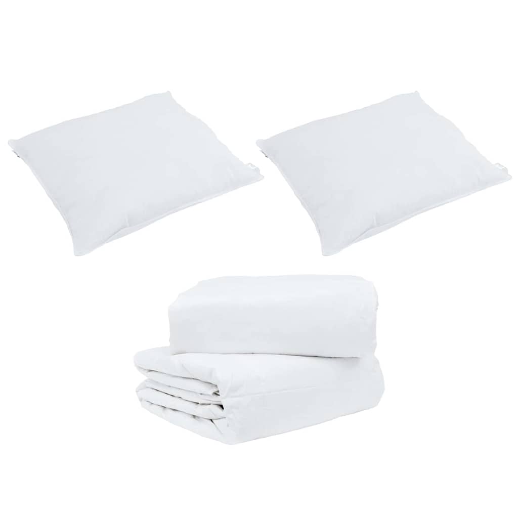 Bettdecken Set mit Kissen 3 pcs Weiß Mikrofaser und Baumwolle