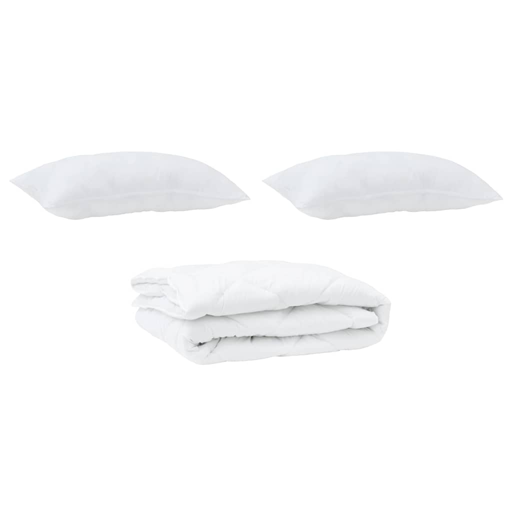 Bettdecke mit Kissen 3 pcs Weiß Mikrofaser
