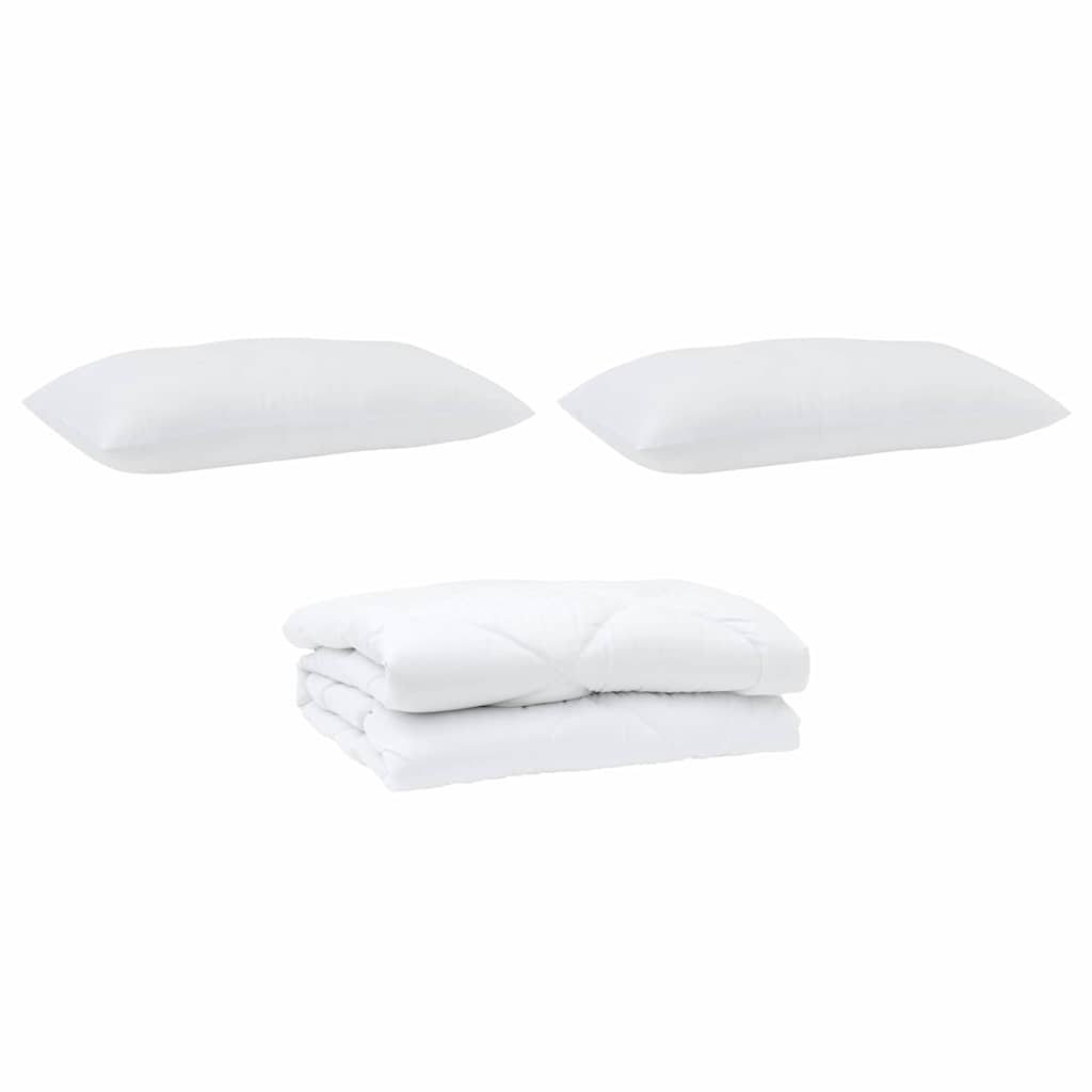 Bettdecke mit Kissen 3 pcs Weiß Mikrofaser