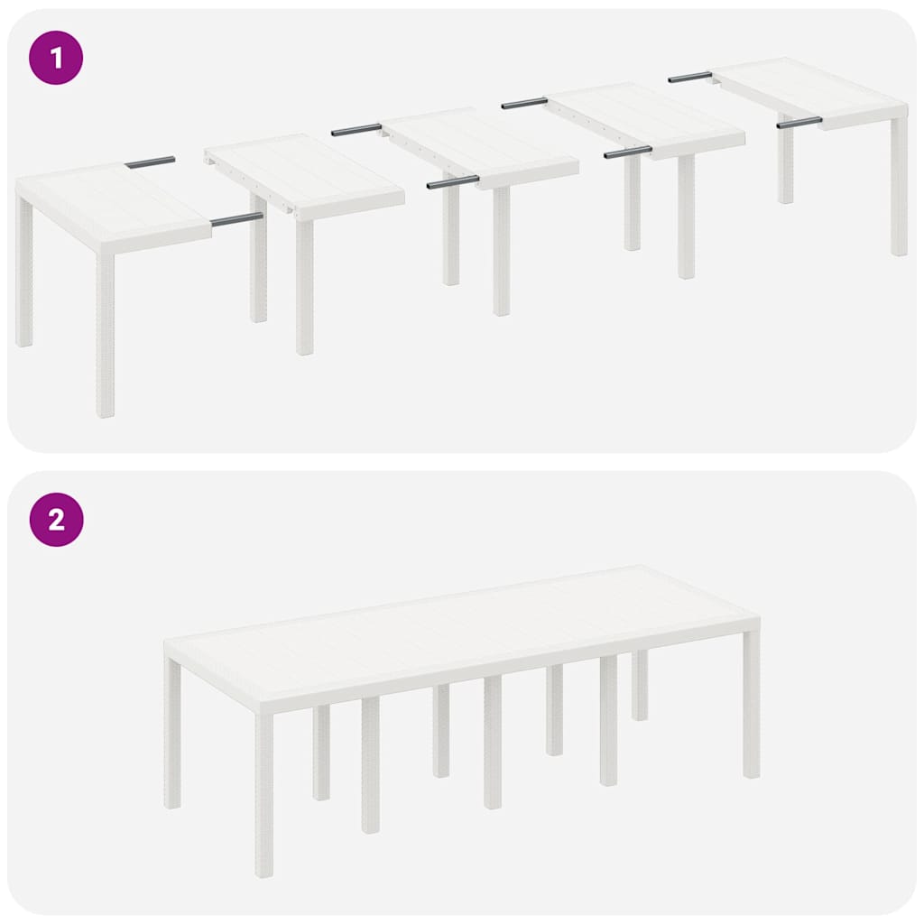 Gartentisch Weiß 250 x 100 x 73 cm Poly-Rattan
