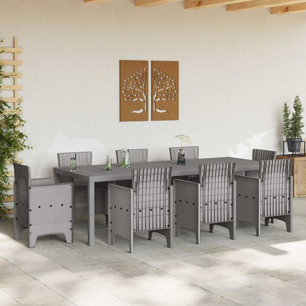 Wetterfester Gartentisch Hellgrau 250 x 100 x 73 cm Poly-Rattan