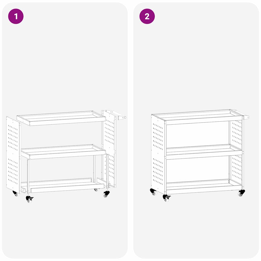 Werkzeugwagen Schwarz 75 x 35 x 73 cm Kaltgewalzter Stahl
