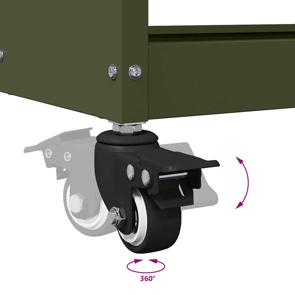 Werkzeugwagen Olivgrün 75 x 35 x 73 cm Kaltgewalzter Stahl