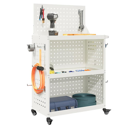 Werkzeugwagen Mit Rad Weiß 65 x 35 x 111 cm Kaltgewalzter Stahl