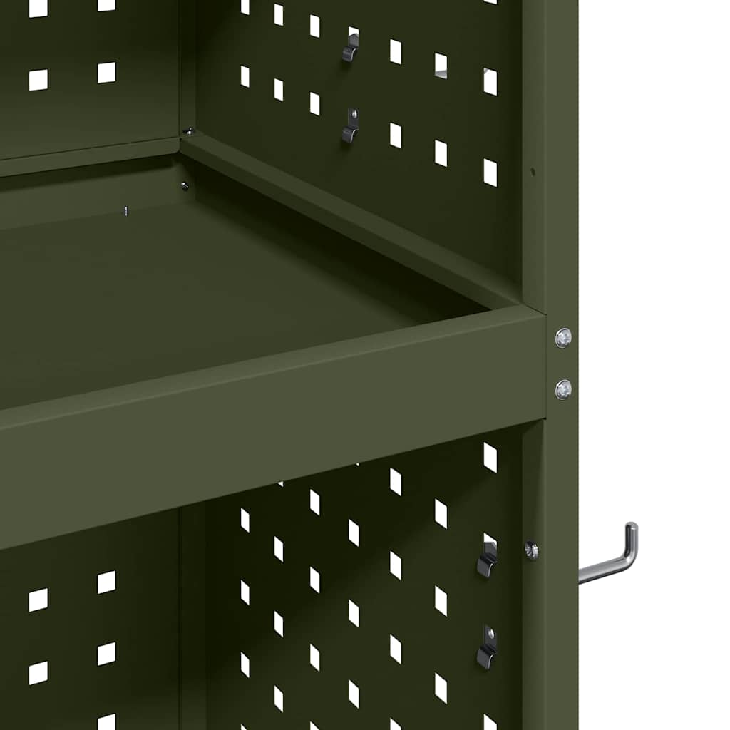 Werkzeugwagen Olivgrün 65 x 35 x 111 cm Kaltgewalzter Stahl