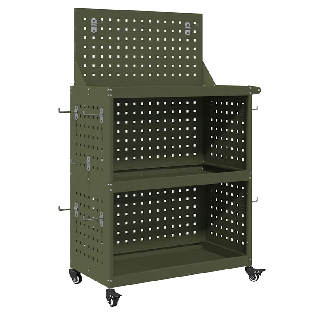 Werkzeugwagen Olivgrün 65 x 35 x 111 cm Kaltgewalzter Stahl