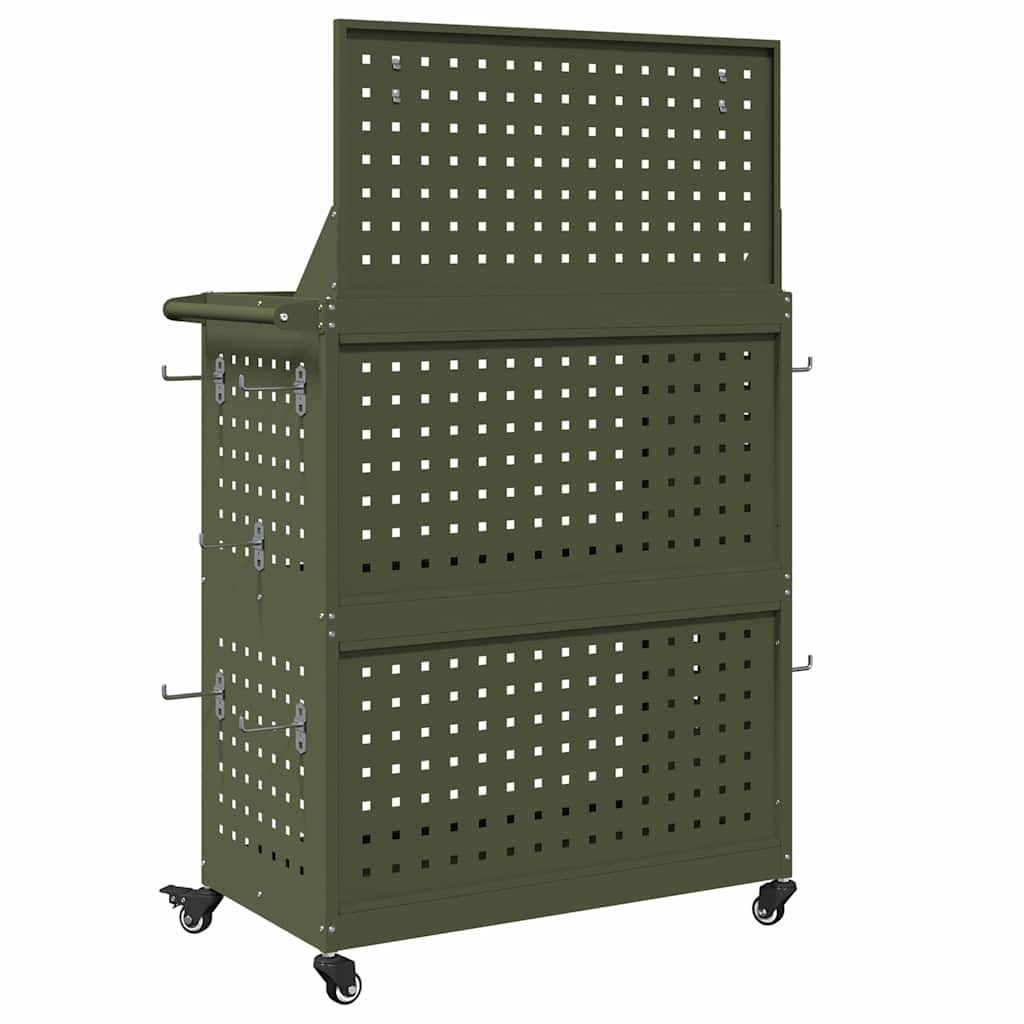 Werkzeugwagen Olivgrün 65 x 35 x 111 cm Kaltgewalzter Stahl