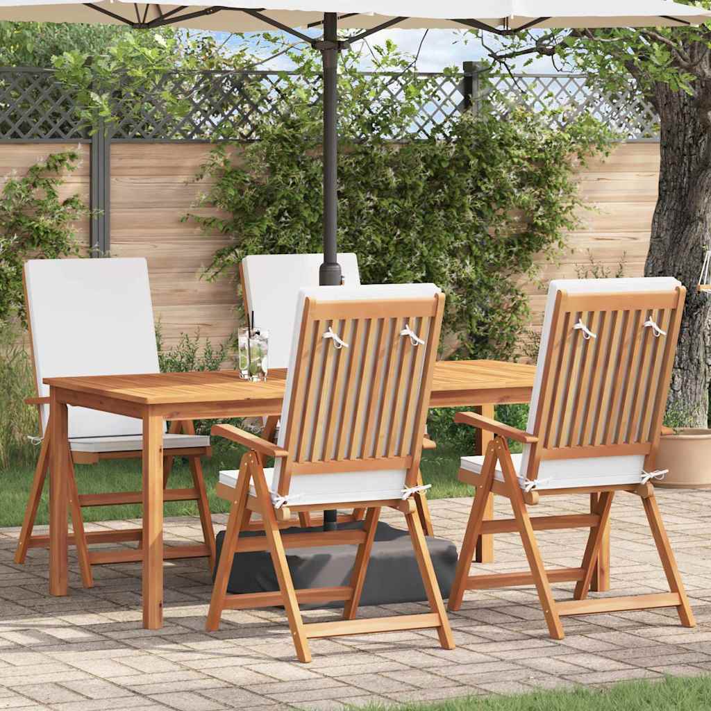 Gartenstuhl 4 stk. Braun und Weiß Massivholz Teak