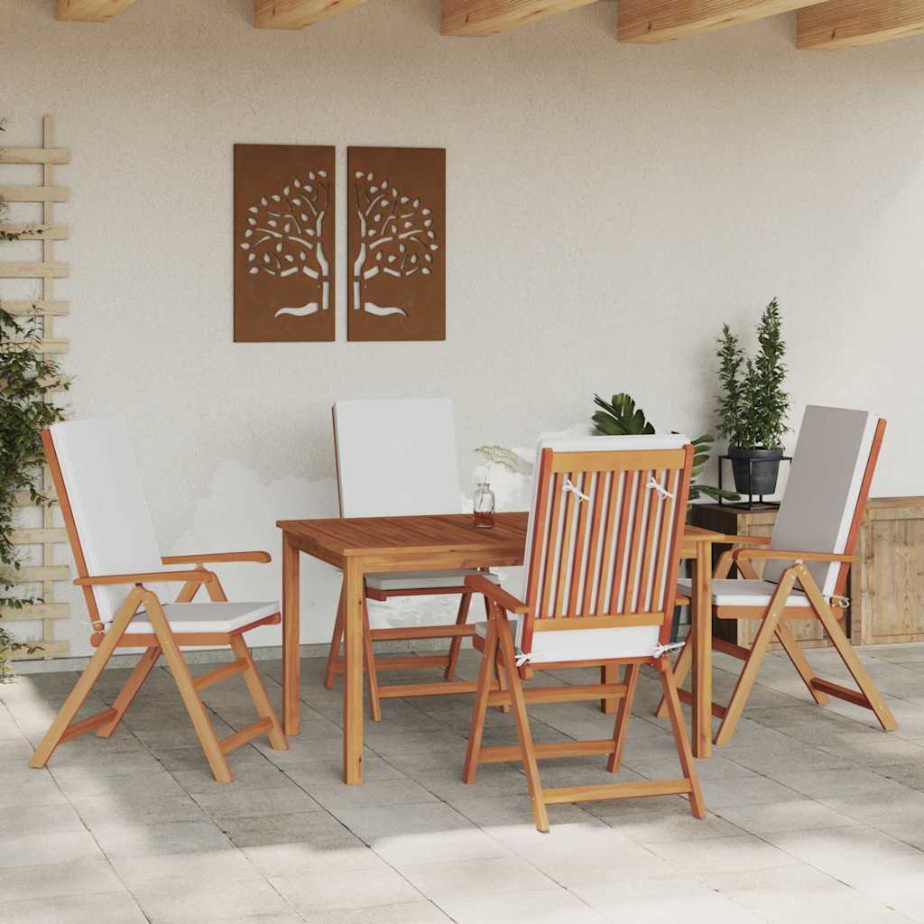 Gartenstuhl 4 stk. Braun und Weiß Massivholz Teak