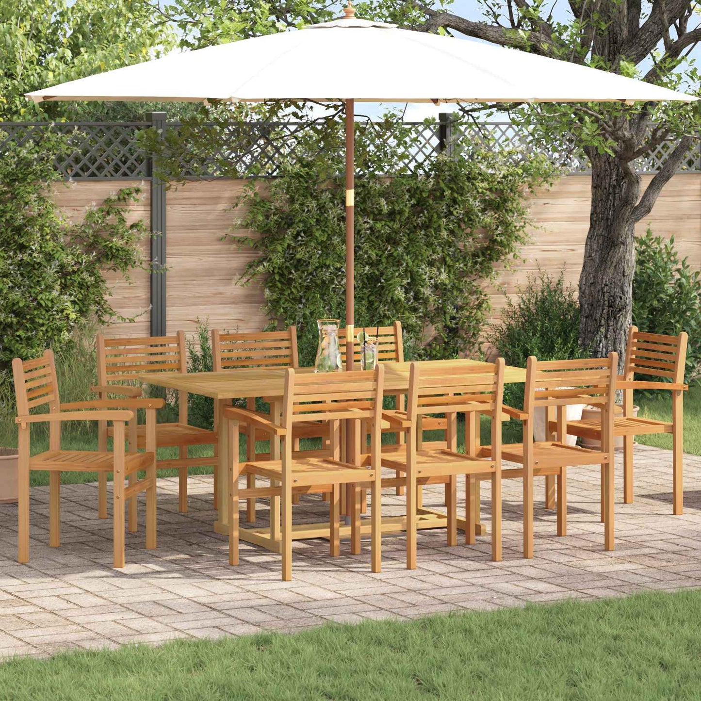 Garten Essgruppe 9 stk. Braun Massivholz Teak
