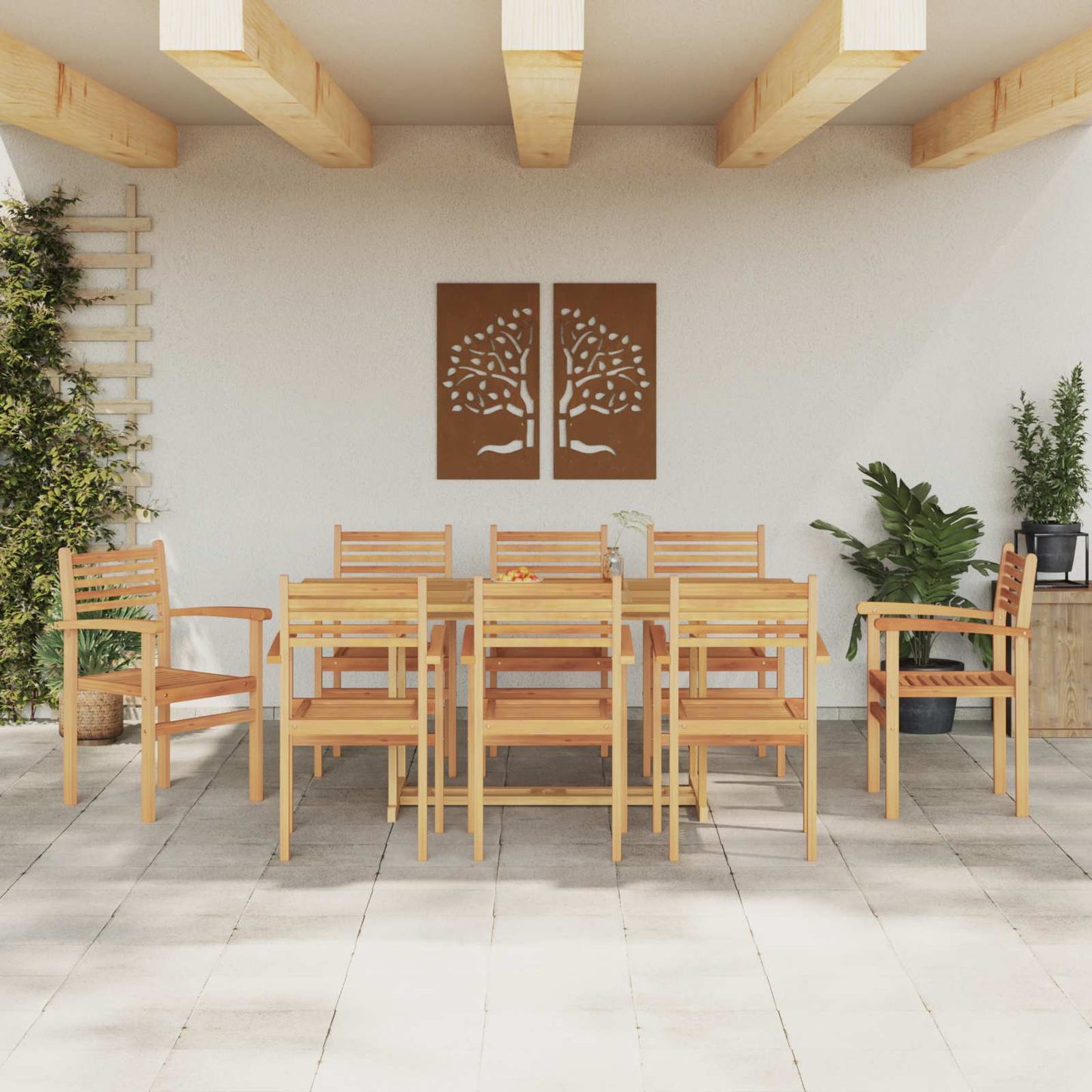 Garten Essgruppe 9 stk. Braun Massivholz Teak