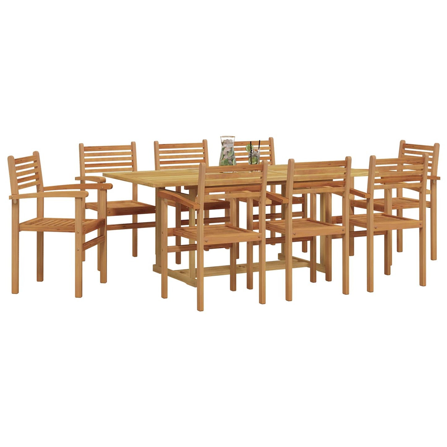 Garten Essgruppe 9 stk. Braun Massivholz Teak