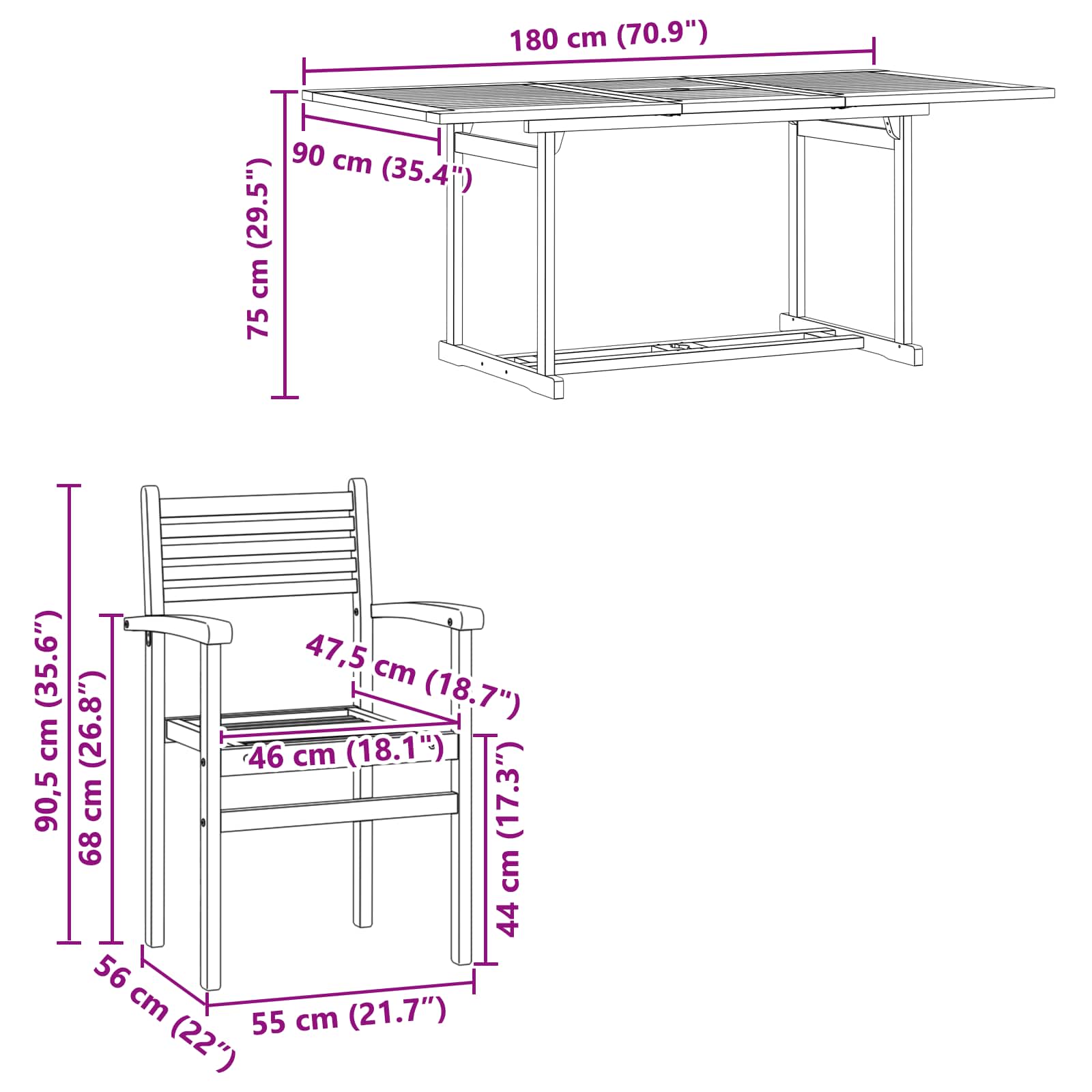 Garten Essgruppe 9 stk. Braun Massivholz Teak