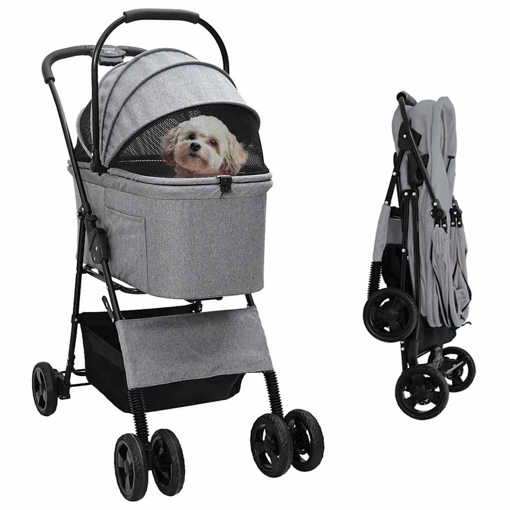 Faltbarer Haustierwagen Grau 81 x 47 x 99 cm Polyester