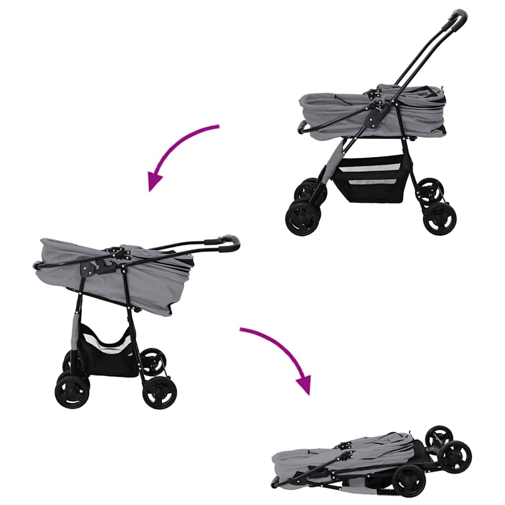 Faltbarer Haustierwagen Grau 81 x 47 x 99 cm Polyester