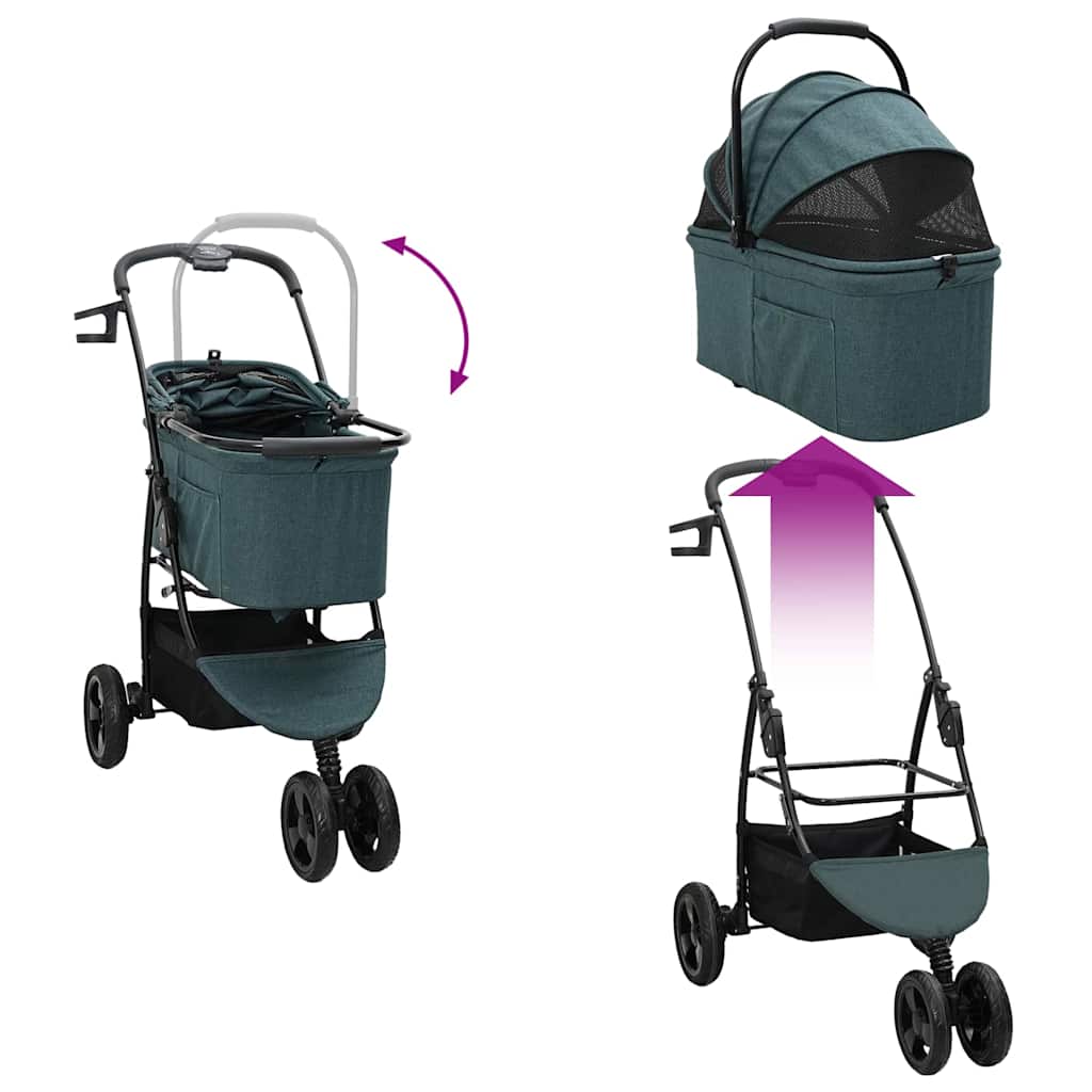 Faltbarer Haustierwagen Grün 78 x 54 x 101 cm Polyester