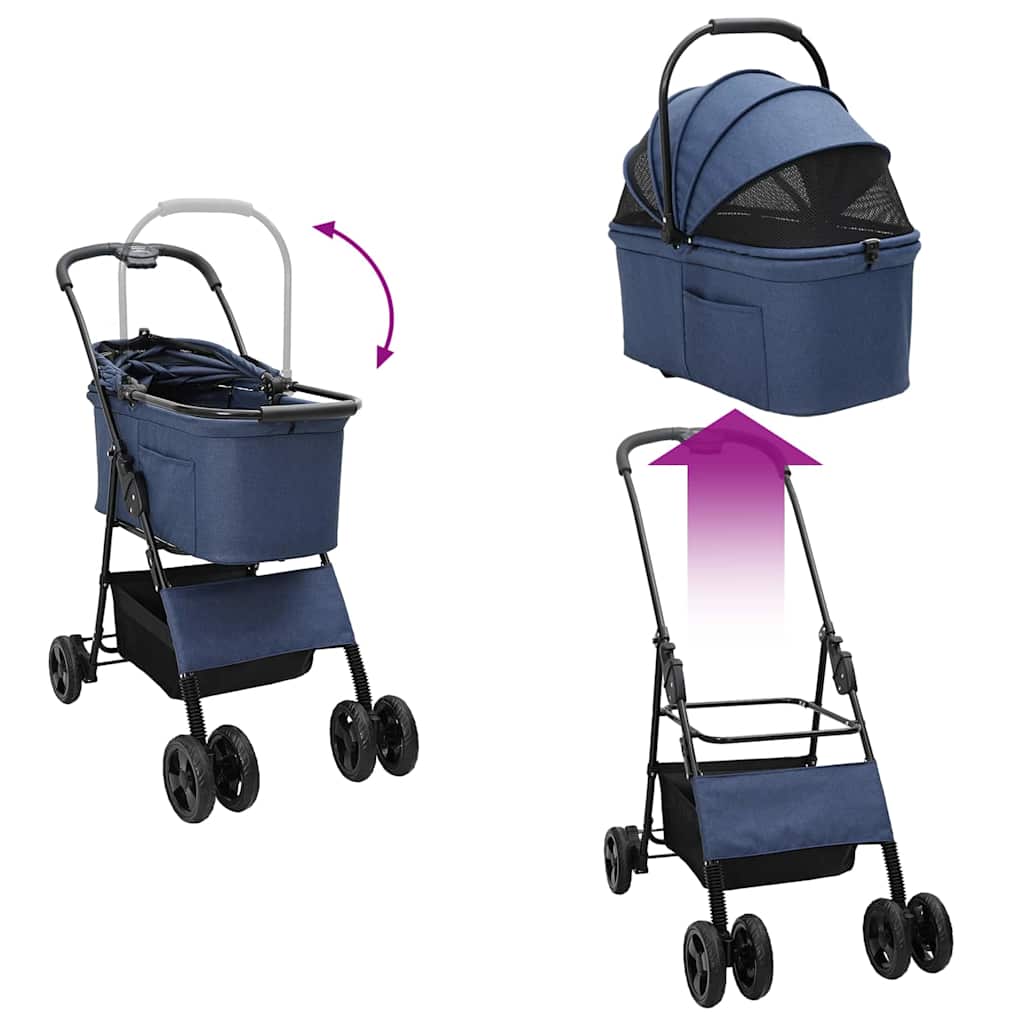 Faltbarer Haustierwagen Blau 78 x 54 x 101 cm Polyester