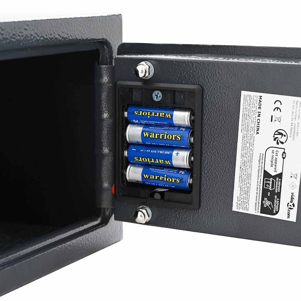 Digitaler Safe mit Schloss Dunkelgrau 23 x 17 x 17 cm Stahl