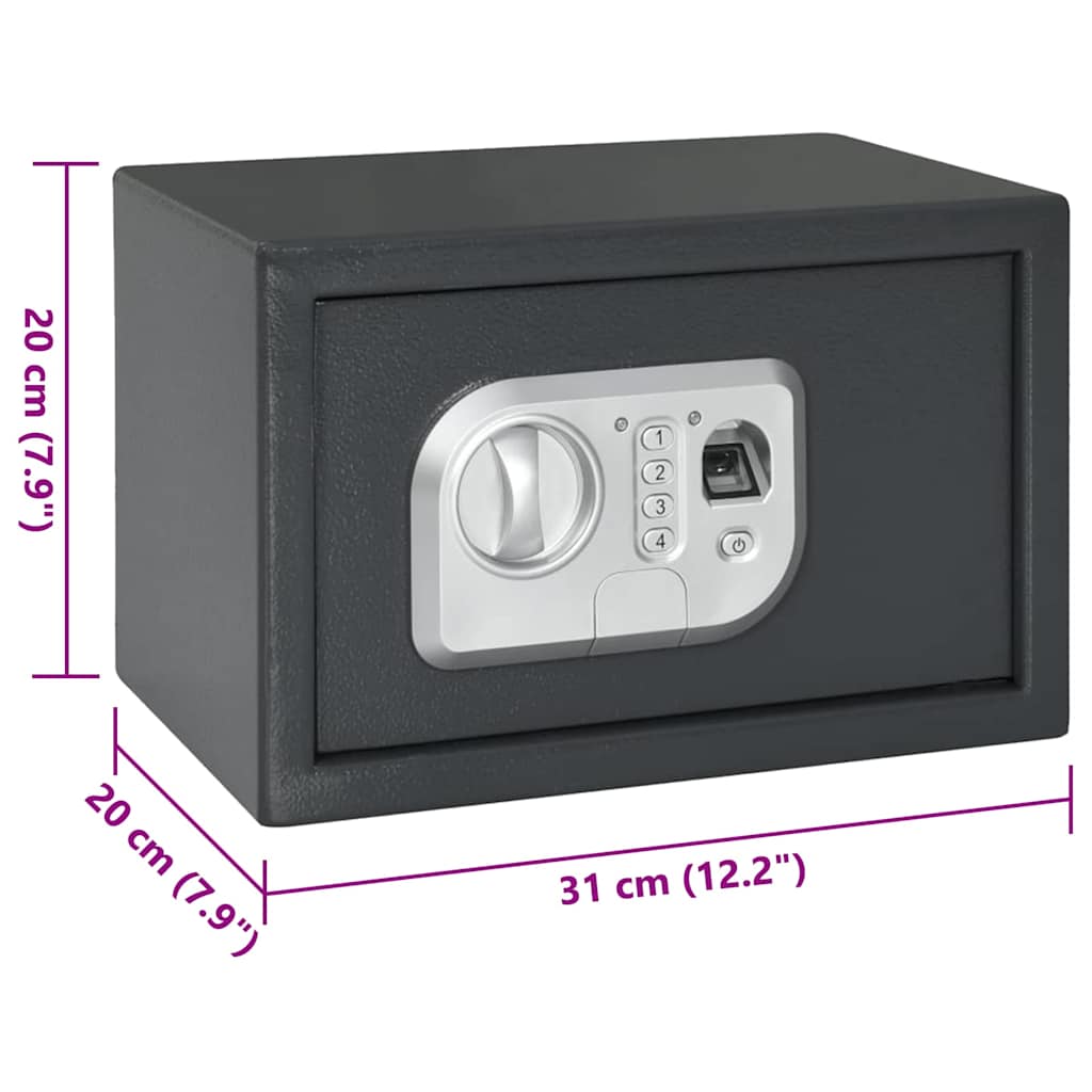 Digitaler Safe mit Schloss Dunkelgrau 31 x 20 x 20 cm Stahl