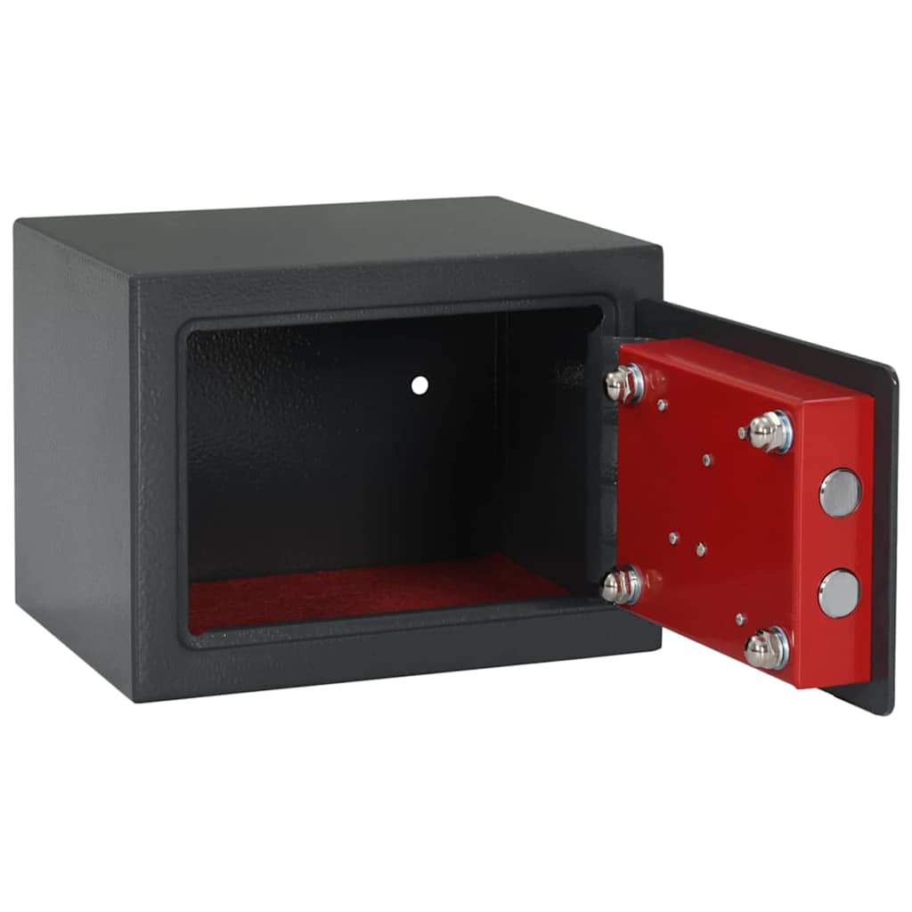 Safe Box mit Schloss Dunkelgrau 23 x 17 x 17 cm Stahl