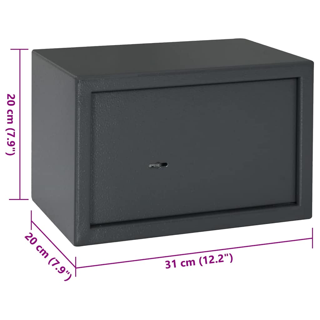 Safe Box mit Schloss Dunkelgrau 31 x 20 x 20 cm Stahl