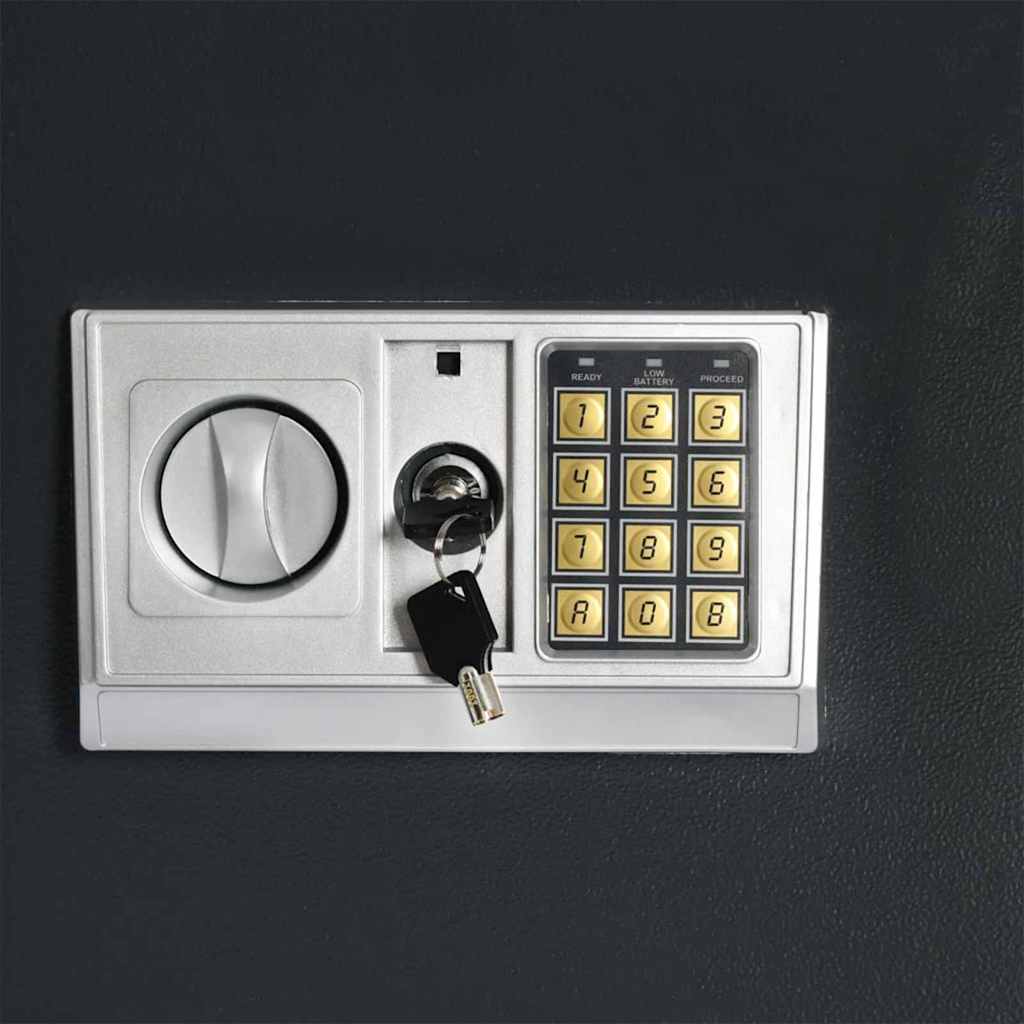 Digitaler Safe mit Schloss Dunkelgrau 35 x 31 x 80 cm Stahl