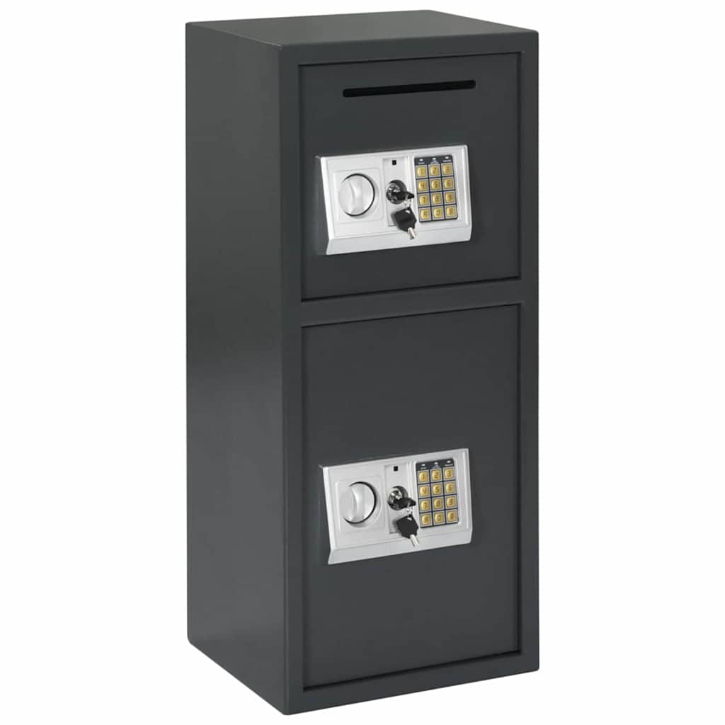 Digitaler Safe mit Schloss Dunkelgrau 35 x 31 x 80 cm Stahl