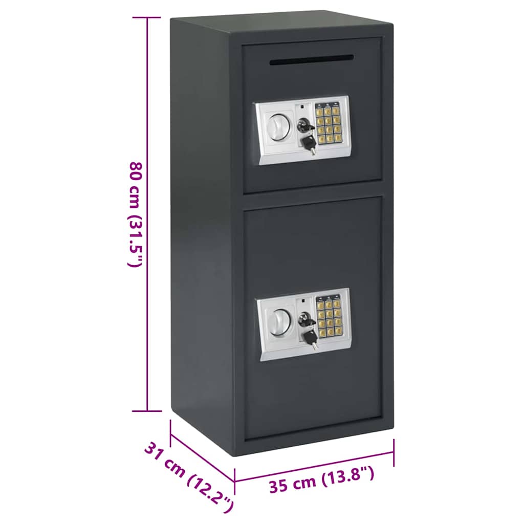 Digitaler Safe mit Schloss Dunkelgrau 35 x 31 x 80 cm Stahl