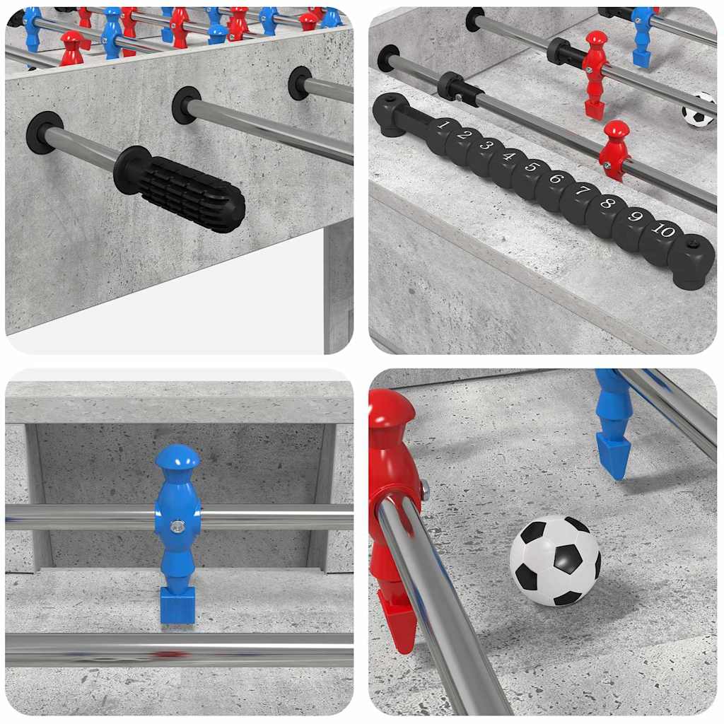 Tischfußballtisch Betongrau 125 x 60,5 x 80 cm Holzwerkstoff