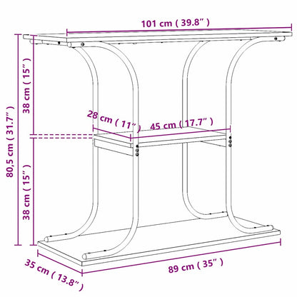 Konsolentisch Sonoma-Grau 101 x 35 x 80,5 cm Holzwerkstoff