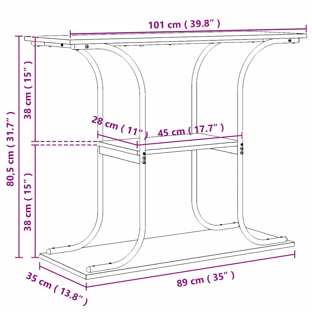 Konsolentisch Altholz 101 x 35 x 80,5 cm Holzwerkstoff