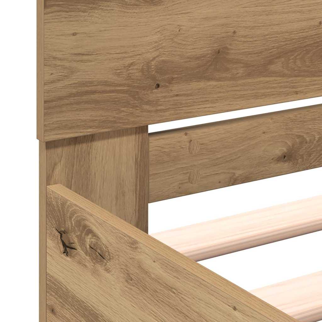 Bettgestell mit Kopfteil Artisan-Eiche 203 x 185 x 70 cm