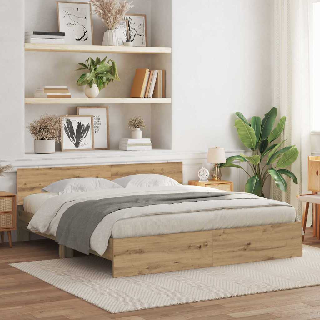 Bettgestell mit Kopfteil Artisan-Eiche 203 x 185 x 70 cm
