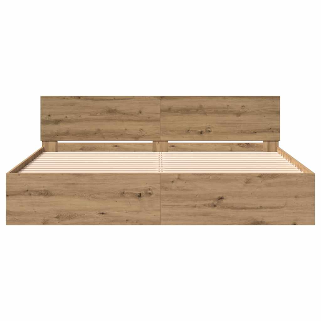 Bettgestell mit Kopfteil Artisan-Eiche 203 x 185 x 70 cm