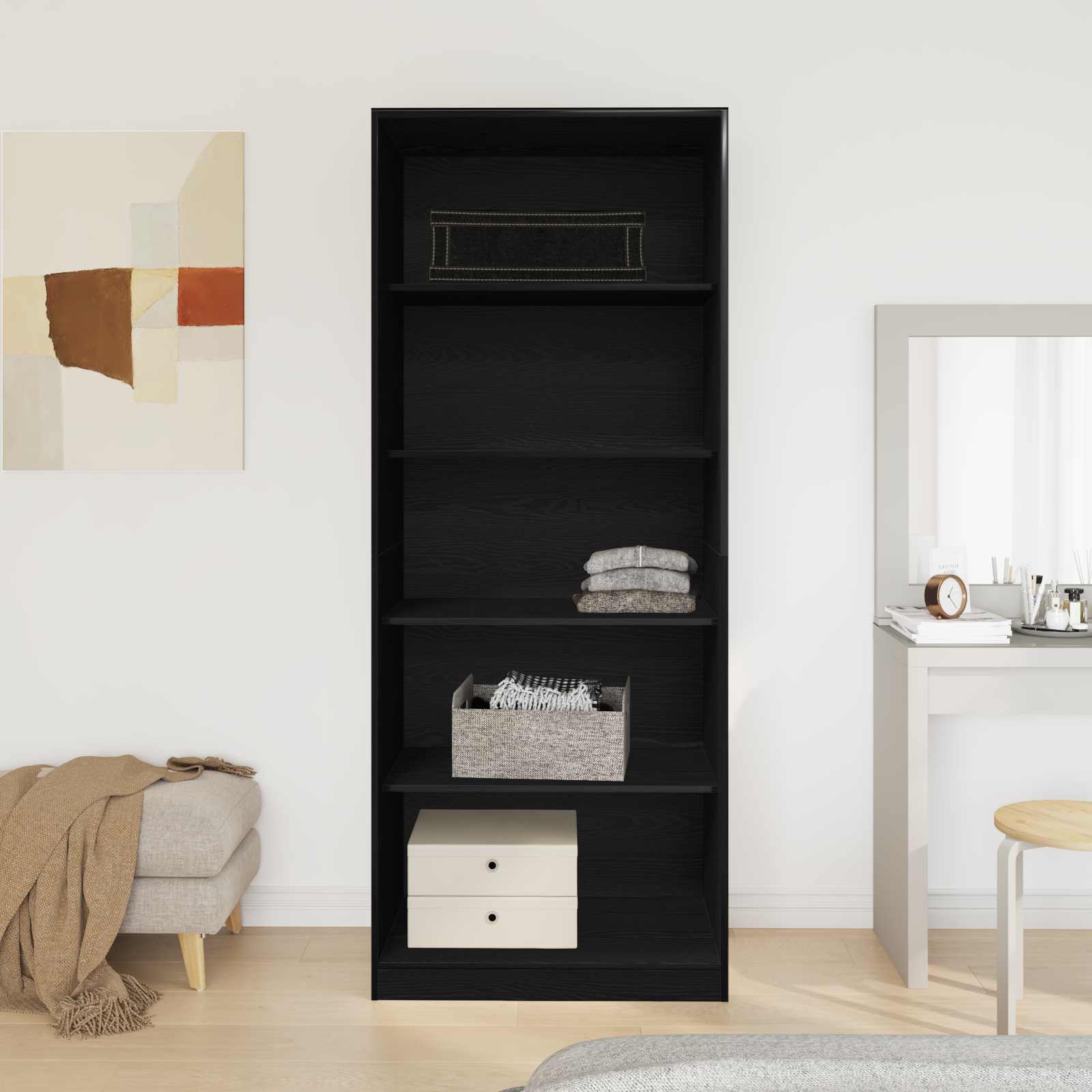 Kleiderschrank mit Regal Schwarz Eichen-Optik 80 x 50 x 200 cm