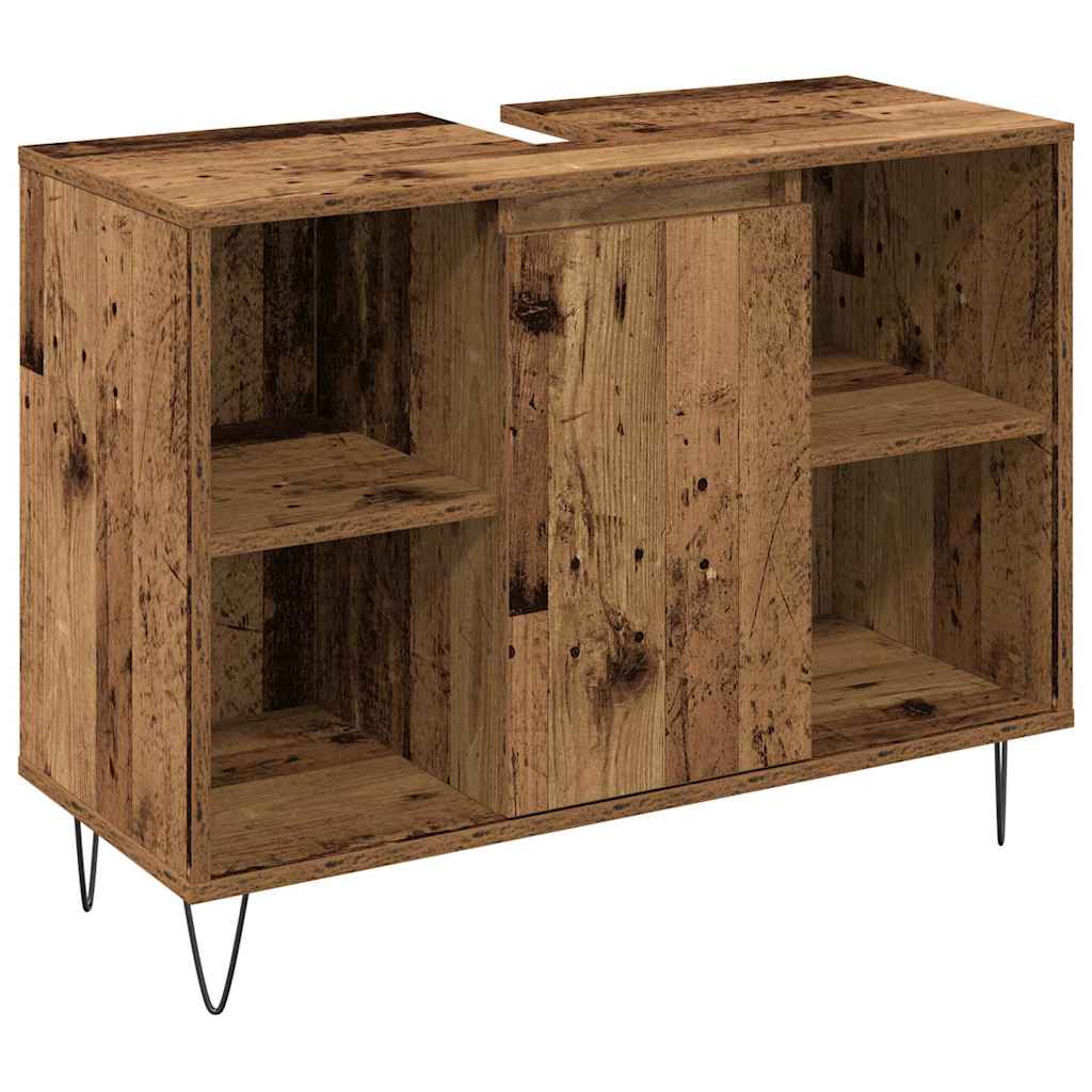 Badezimmermöbel-Set mit Regal 3 pcs Altholz Holzwerkstoff