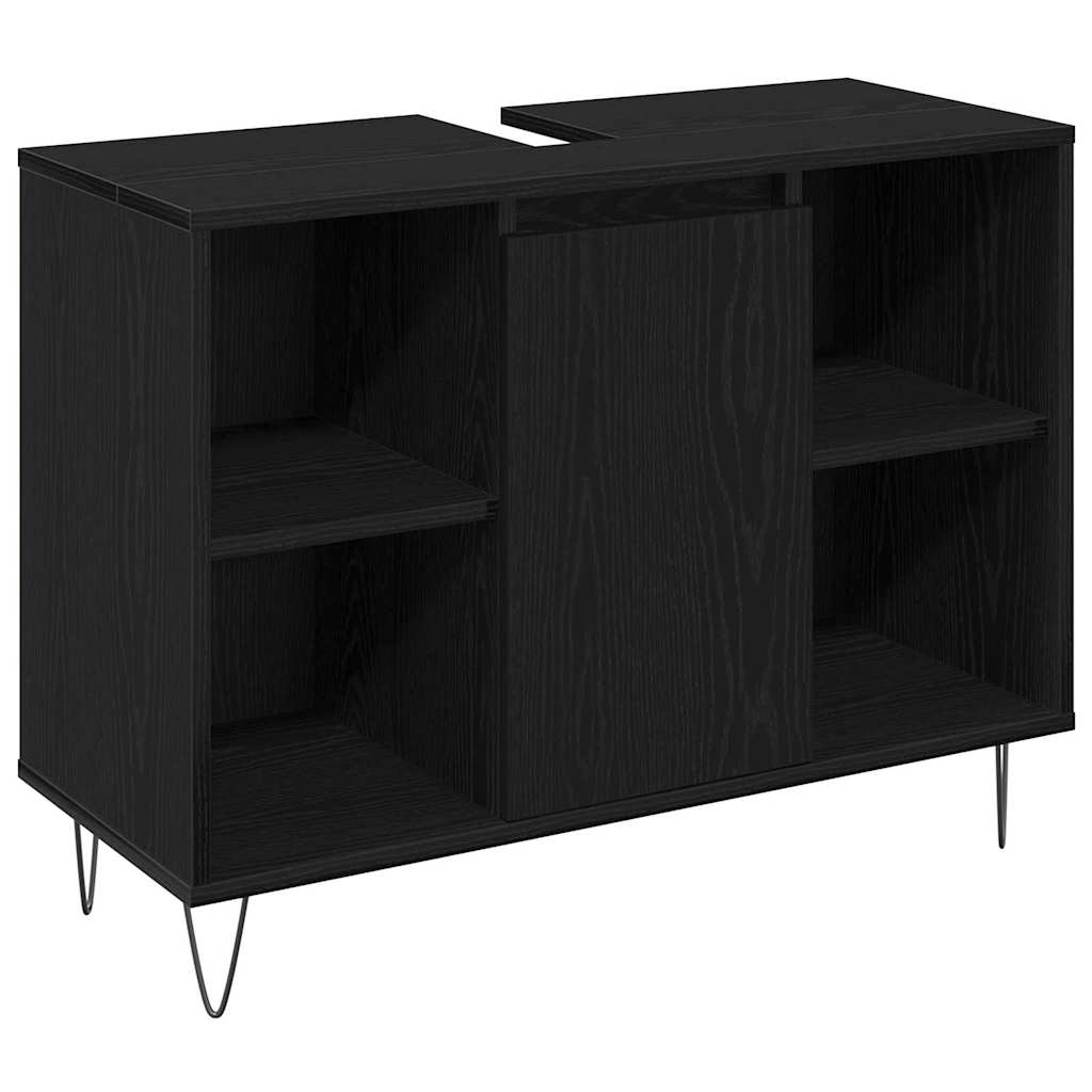 Badezimmermöbel-Set 3 stk. Schwarz Eichen-Optik
