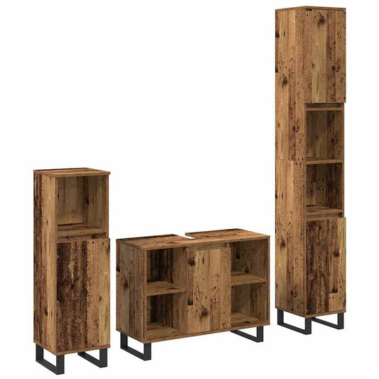 Badezimmermöbel-Set 3 stk. Braun 30 x 30 x 180 cm Holzwerkstoff