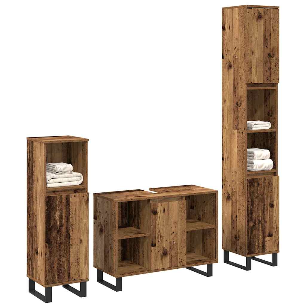 Badezimmermöbel-Set 3 stk. Braun 30 x 30 x 180 cm Holzwerkstoff