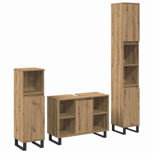 Badezimmermöbel-Set 3 stk. Braun 30 x 30 x 180 cm Holzwerkstoff