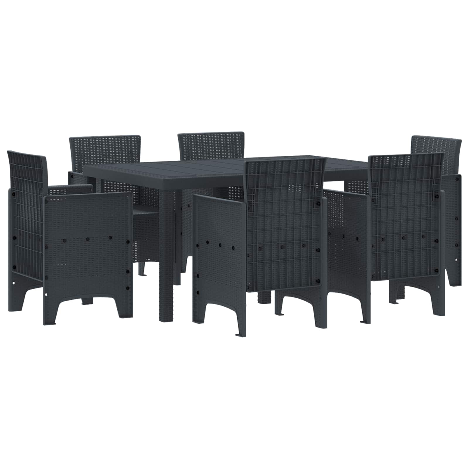 Garten Essgruppe 7 stk. Anthrazit Polt Rattan