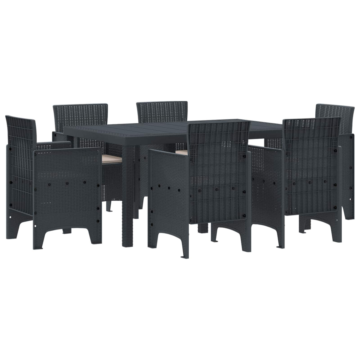 Garten Essgruppe 7 stk. Anthrazit Polt Rattan