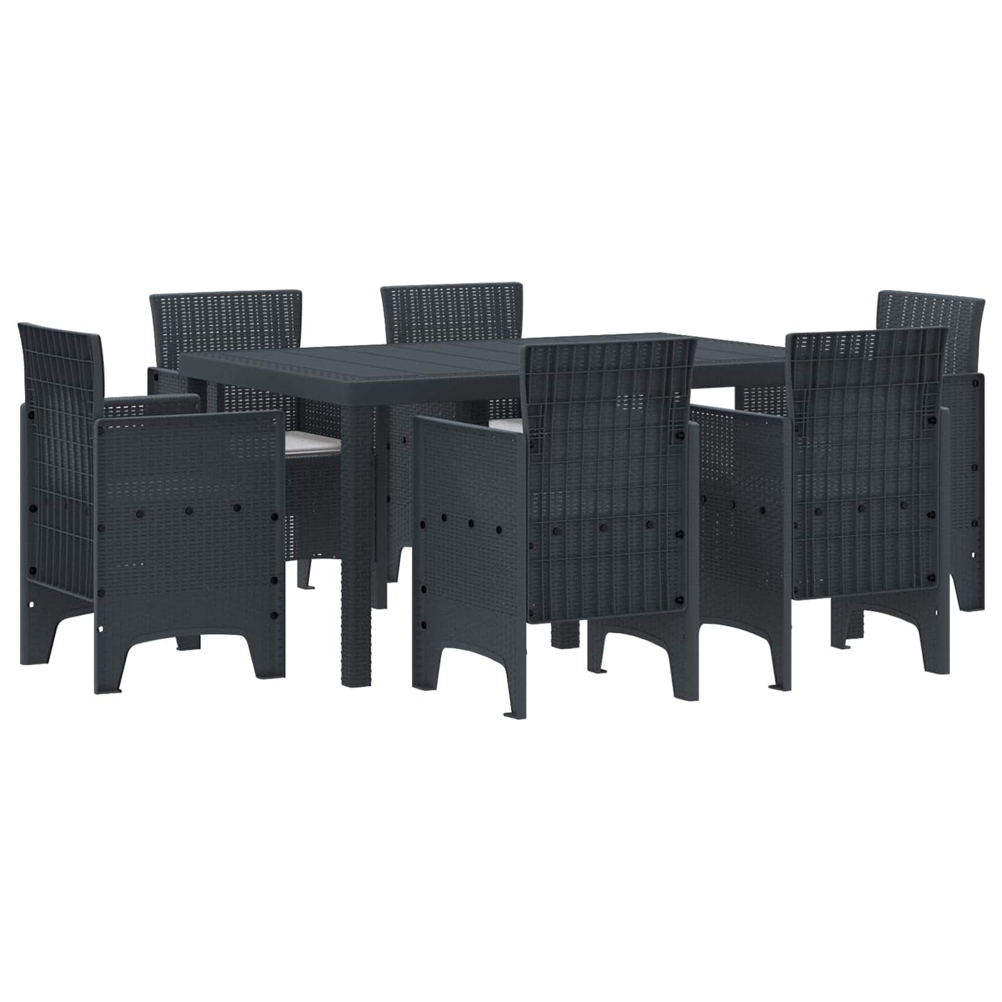 Garten Essgruppe 7 stk. Anthrazit Polt Rattan