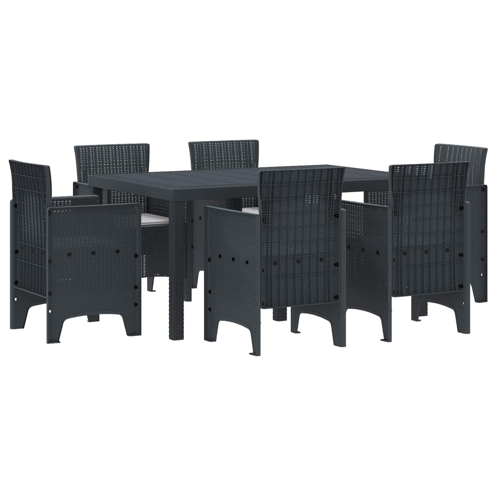 Garten Essgruppe 7 stk. Anthrazit Polt Rattan