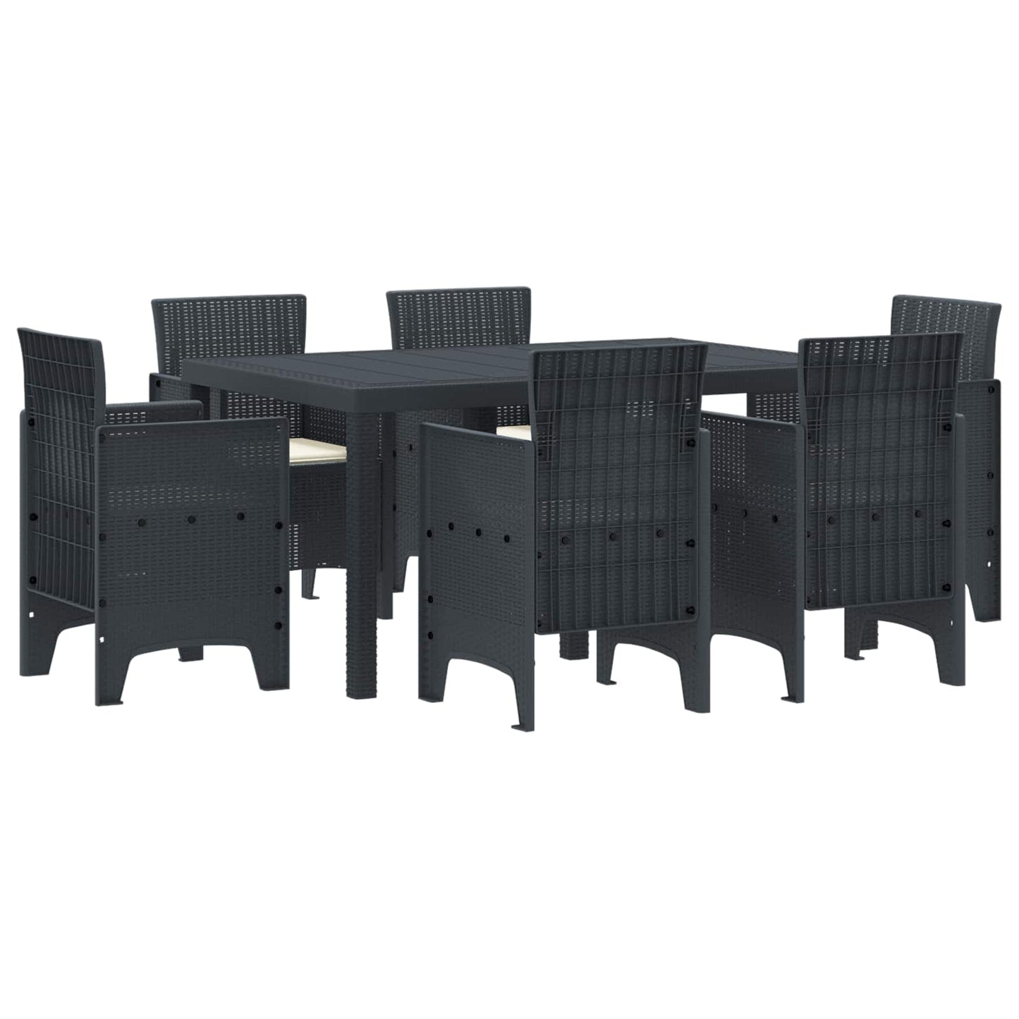 Garten Essgruppe 7 stk. Anthrazit Polt Rattan