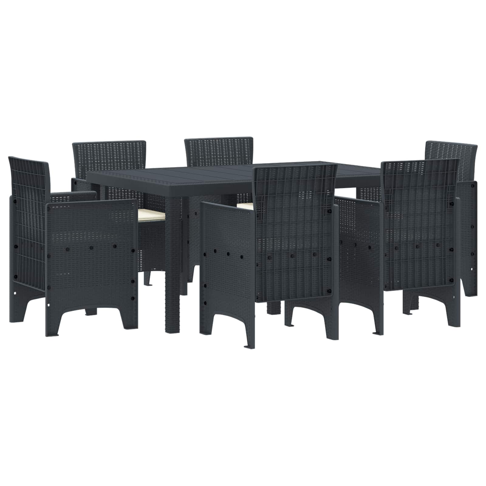 Garten Essgruppe 7 stk. Anthrazit Polt Rattan
